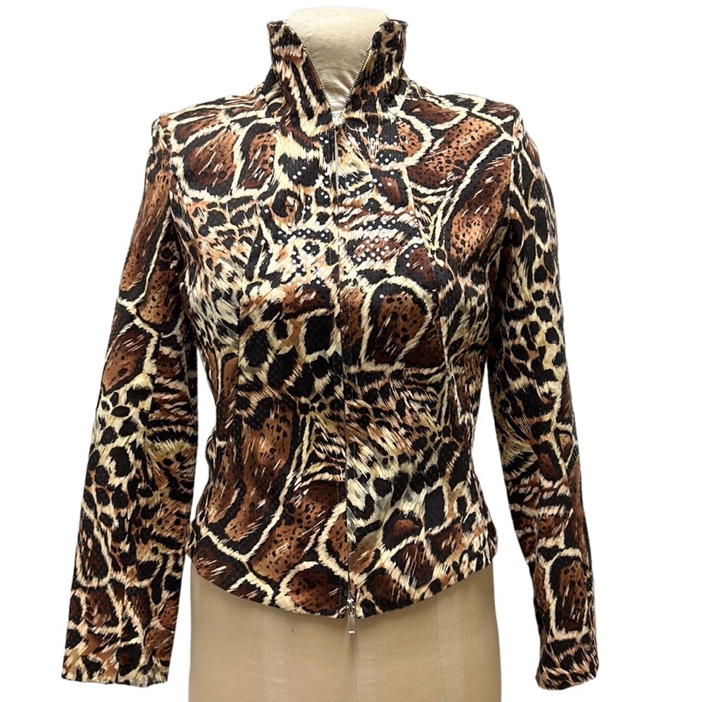 Vintage VIEW | Sequin Animal Print Brown/Black‎ Jacket Blazer Size 8